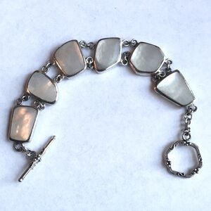 Sterling Mother of Pearl Toggle Bracelet EUC